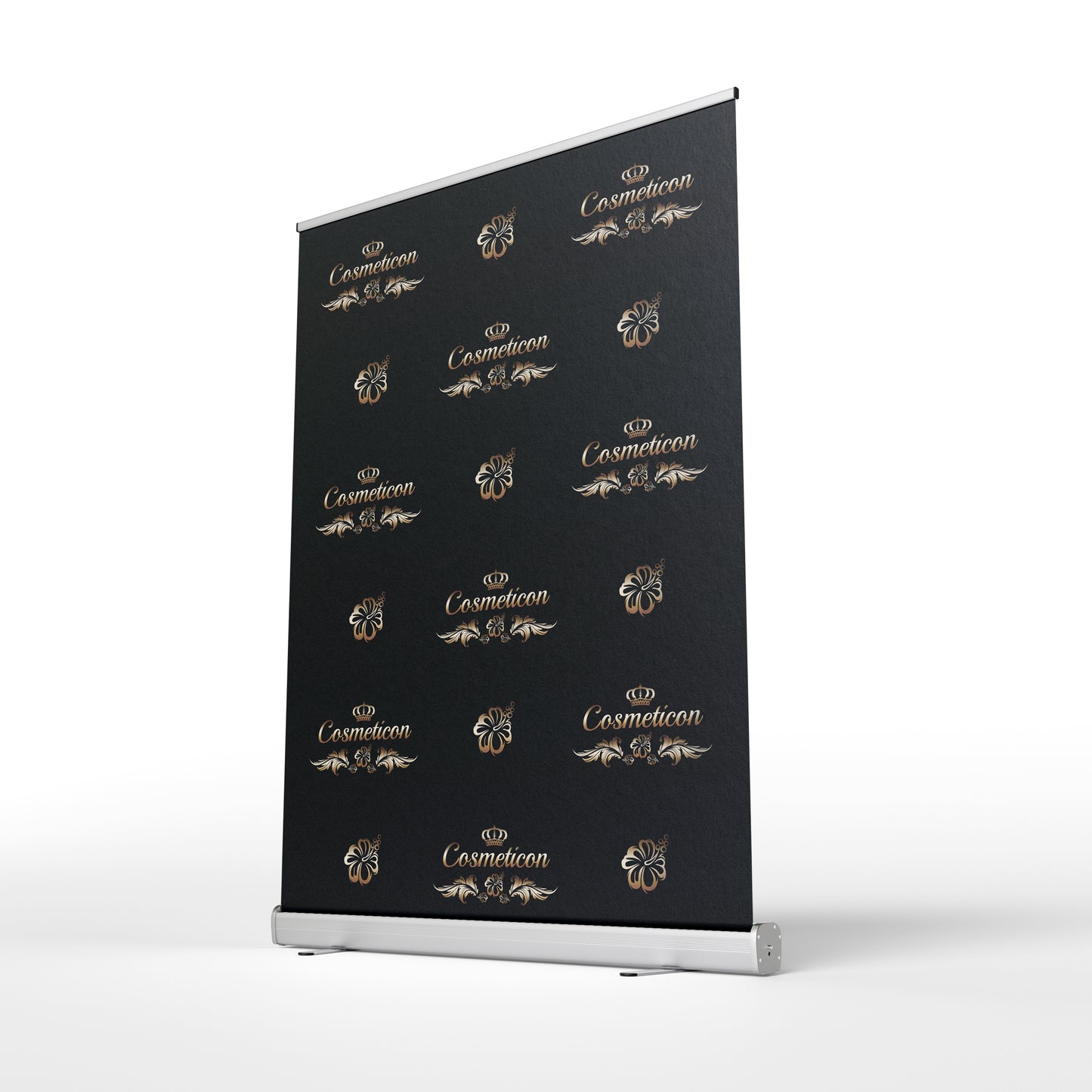 Ansicht eines Foto-Rollup Banners in schwarz