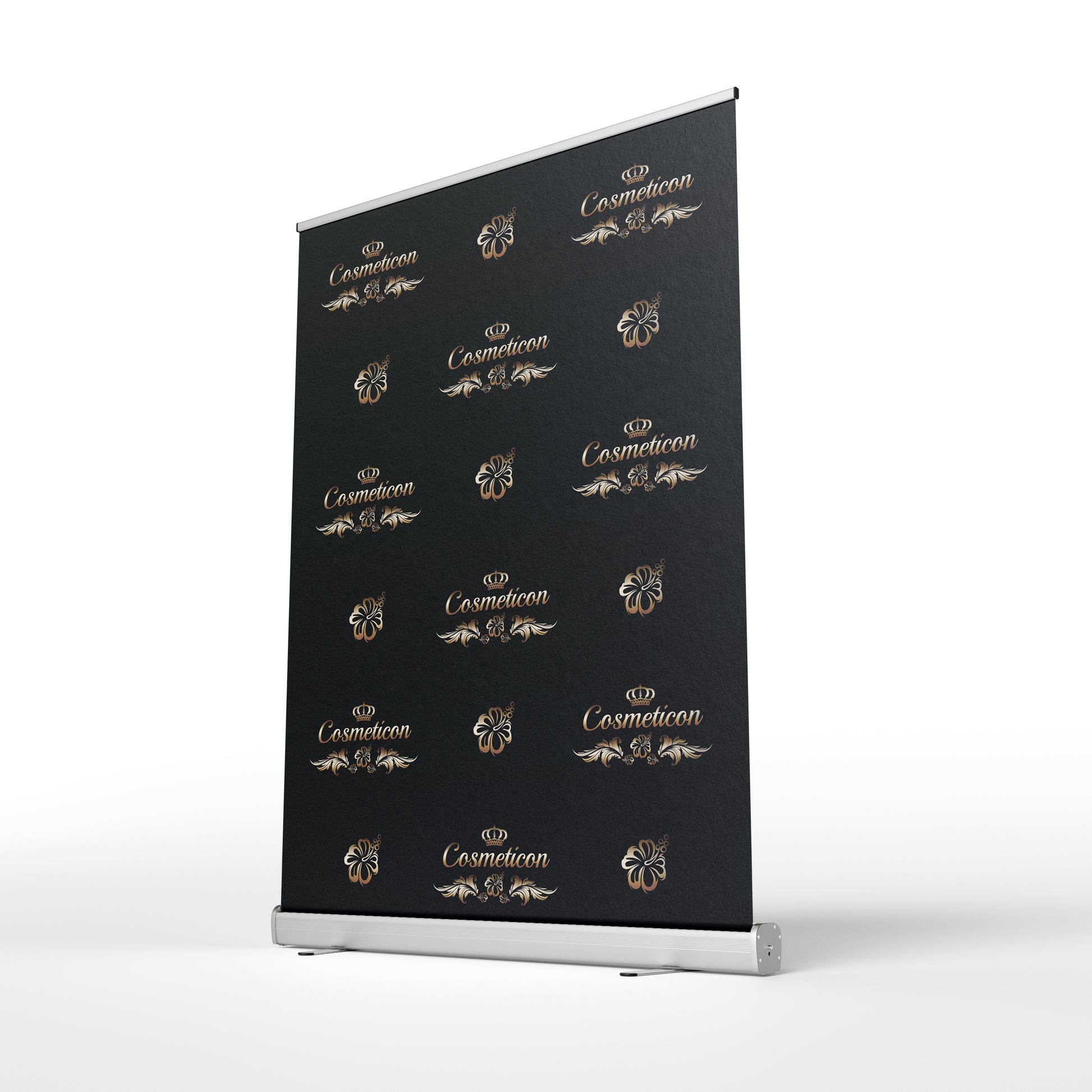 Ansicht eines Foto-Rollup Banners in schwarz