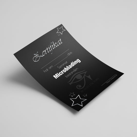 Ansicht eines Standard-Zertifikats von Beauty Factory in schwarz